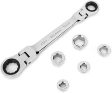 Flex-Head Double Box End Ratcheting Wrench Set, 7-In-1 Metric Wrench Set, 8-19Mm