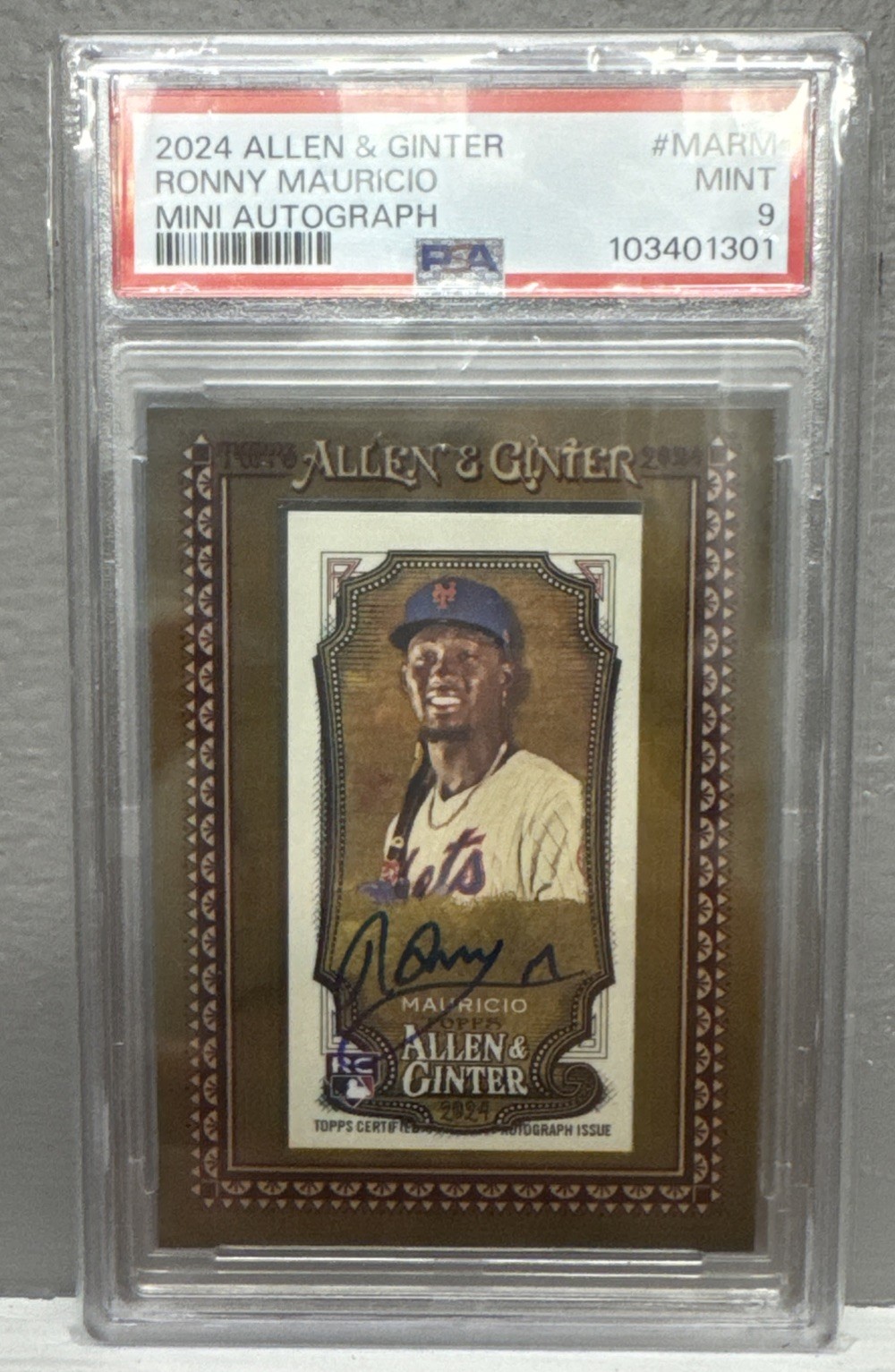 2024 Topps Allen Ginter #MA-RM Ronny Mauricio RC Mini Framed Auto PSA 9 Mint
