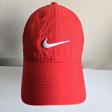 Nike Dri Fit Legacy 91 Hat Red Cap Adjustable Center Swoosh Logo Golf