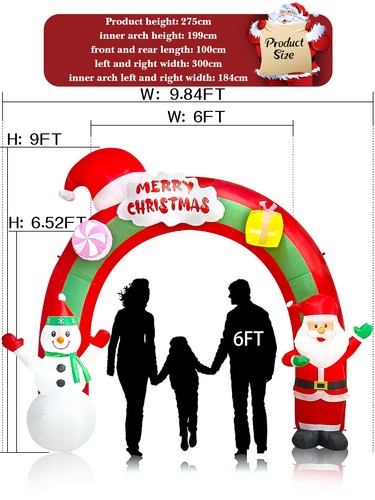9 FT Weihnachten Aufblasbare Weihnachtsmann Schneemann Regenbogen Bogen Dekor... - Bild 2 von 7
