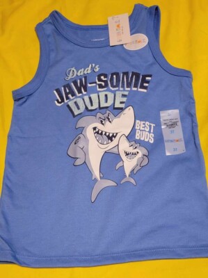 NWT Garanimals Boys 3T light blue ''Dad's jaw-some dude'' Tank Top