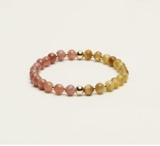 Spiritus Stones Sunseeker Bracelet. Large. Sunstone & Tigers Eye. NEW IN BOX.