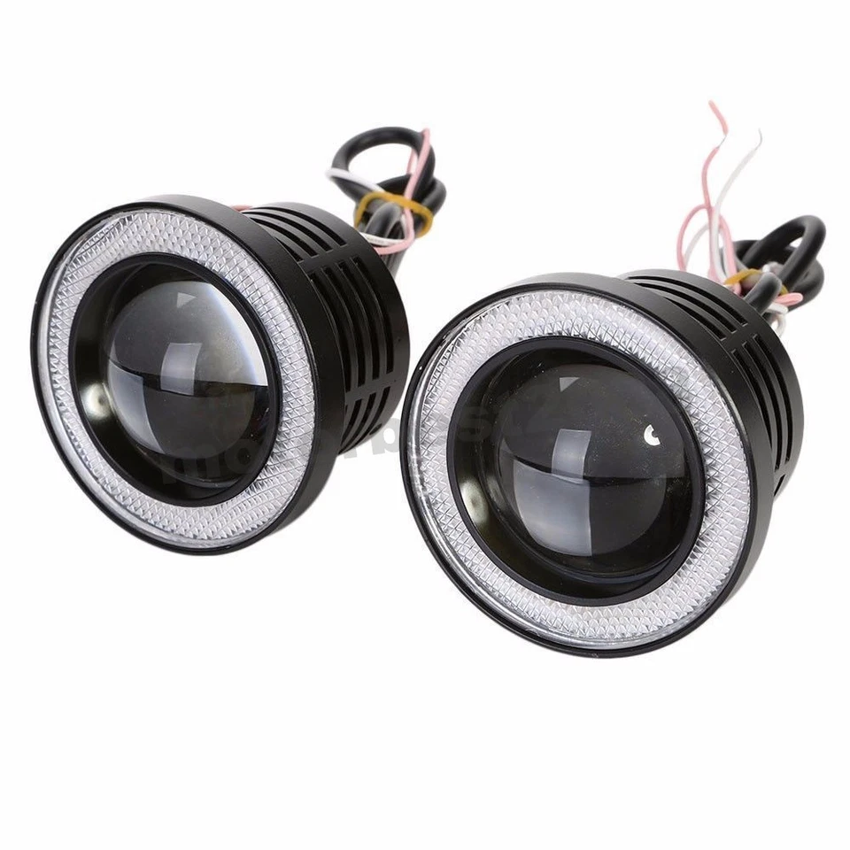 2x Lámpara de faros antiniebla de 3" con halo blanco ojos de ángel proyector parachoques conducción Foto 3 de 4