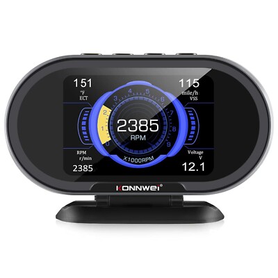 KONNWEI KW206 Car OBD2 HUD Digital Meter Gauge All in One Automotive Trip Com...