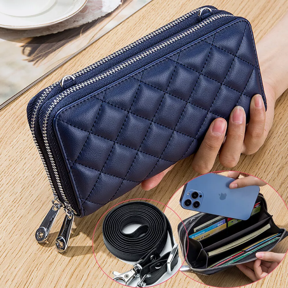 Buy Touch Screen Crossbody Phone Purse Wallet for Women, Leather Cell Phone  Pouch Shoulder Bag with Strap and Credit Card Slots(Navy Blue) at Amazon.in
