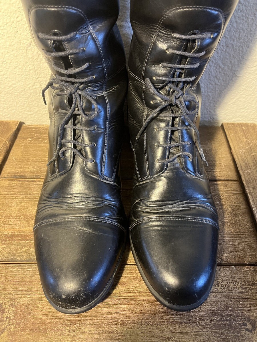 Bottes équitation Ariat Femme – Cuir Noir, Lacets, Hautes, Pointure 8.5, Réf 55101