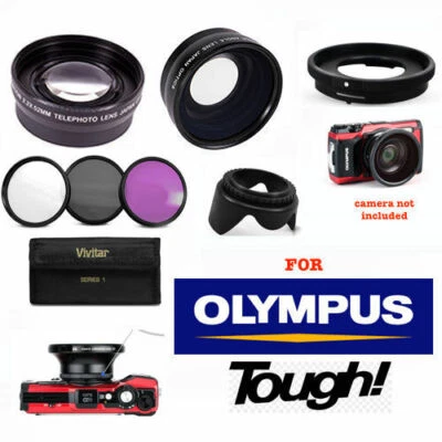 VIVITAR/XIT/DIGITAL CONCEPTS HD 16K WIDE ANGLE LENS + 2.2x TELEPHOTO LENS + FILTER KIT FOR OLYMPUS TOUGH TG7