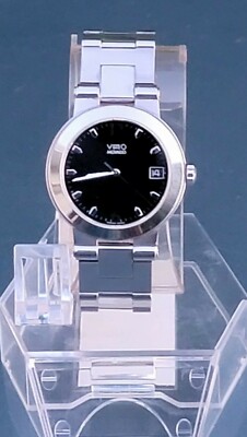 Authentic Movado Vizio Mens Black Dial Stainless Steel Watch 84.C2