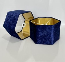 new handmade crushed velvet Royal Blue hexagon lamp shade pendant lamp shade