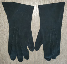 womens BLACK FABRIC WINTER GLOVES size 7 by CRESCENDOE clean sewn seams NICE