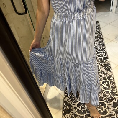 banana republic blue and white striped dress Women's Blue Rayon Printed Collar Neck Maternity Dress Blue / S