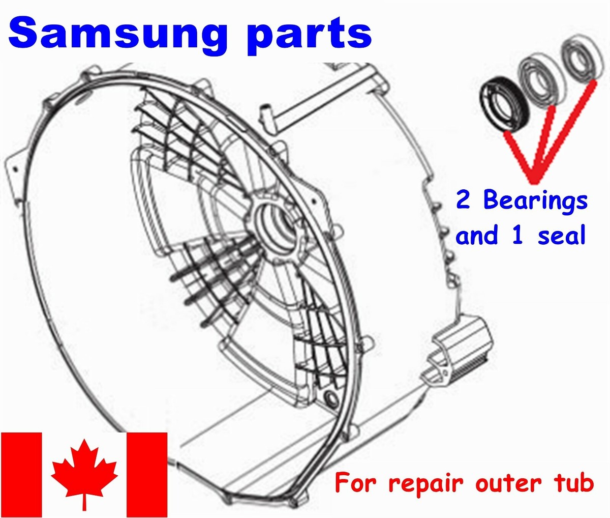 front load washing machine drum bearing and seal replacement diagram