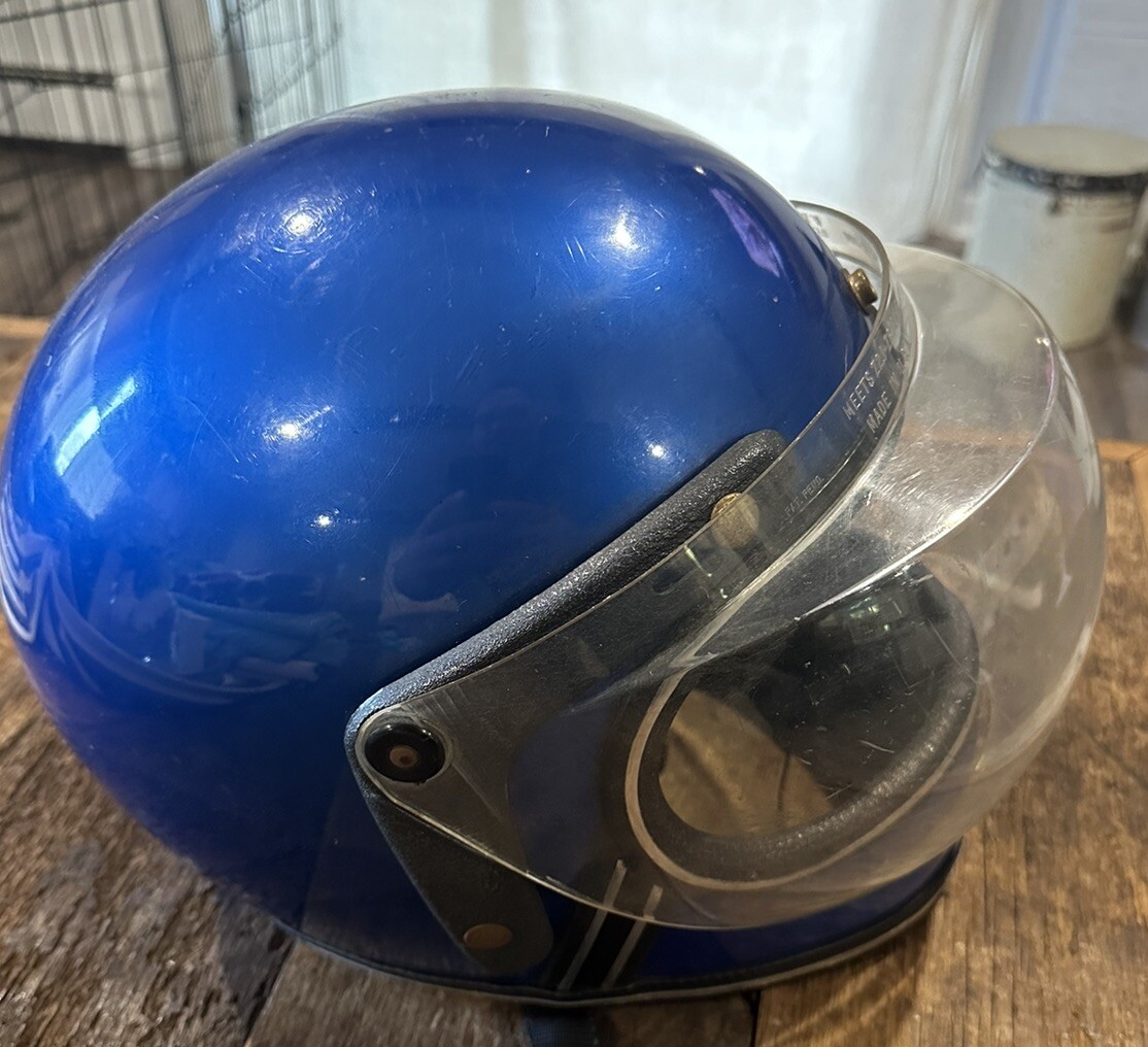 Vintage 1970s Motorcycle Helmet Full Face Blue Metallic Size Small Medium | eBay Vintage 1970s Motorcycle Helmet Full Face Blue Metallic Size Small Medium | eBay