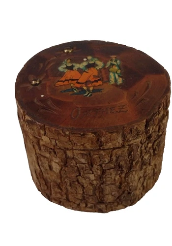Trinket Box Real Pine Tree Trinket Box Orthez marked 5.5cm x 7cm Vintage