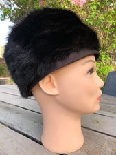 Vintage Brown Fur and Brown Satin Hat