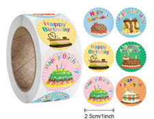 40 HAPPY BIRTHDAY STICKER ENVELOPE SEALS LABELS STICKERS 1" ROUND FAST SHIPPING