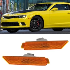 Amber Lens Front Side Marker Signal Light Reflectors For 2010-2015 Chevy Camaro