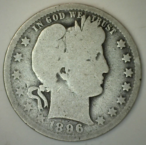 1896 O Silver Barber Quarter 25c US Type Coin Good Circulated New Orleans