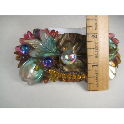 Wendy Gell Handmade Crystal Chunky Belt Buckle Vintage 1982  display picture 3