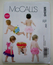 Toddler ruffled diaper covers pattern 6345 size S M L XL UNCUT