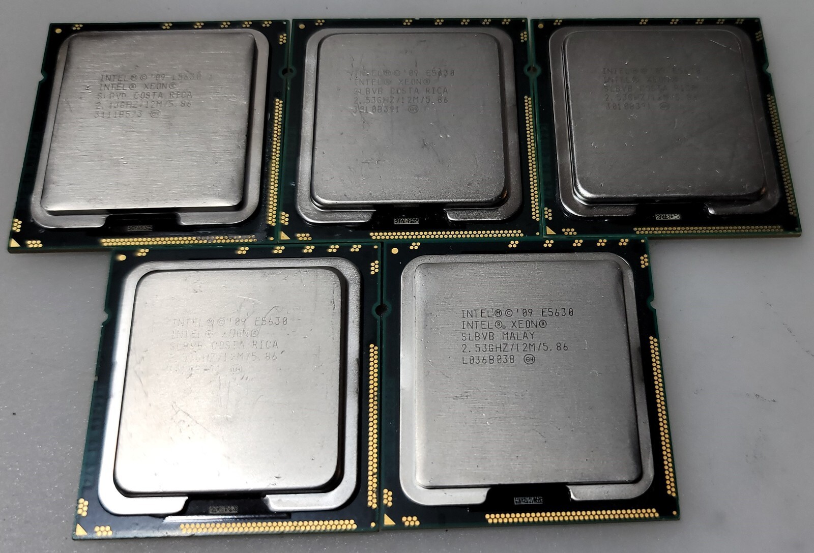 Lot of 5 Intel Xeon E5630 SLBVB 2.53Ghz/12M/5.86 Quad Core LGA1366 ...