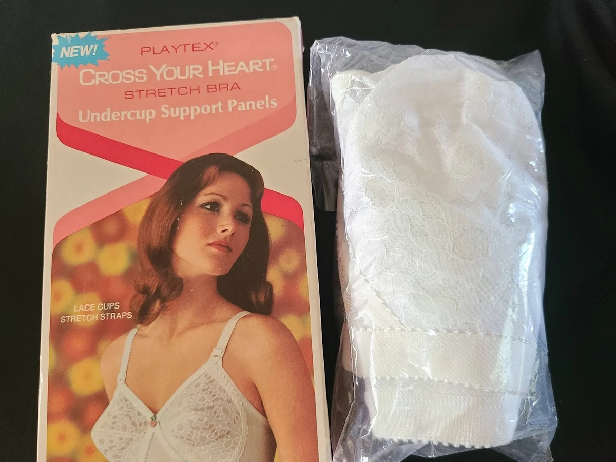 Playtex Cross Your Heart White Lace Stretch Bra 38C NEW w/ Original Box