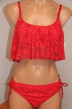 NWT Kenneth Cole Reaction Swimsuit Bikini 2pc Set Sz XL Crochet LIP