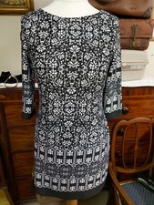 Black & White Patterned ¾ Sleeve Stretch Dress by Atmosphere, Size 14