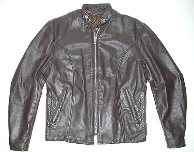 Vintage Men's Brown Leather Cafe Racer Motorcycle Biker Jacket SZ: 40