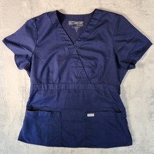 Greys Anatomy Scrub Top Womens Medium Blue Medical Nurse Shirt Uniform Workwear