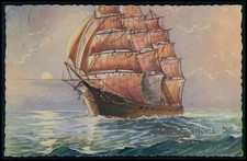 gg art Herman af Sillen ship sail boat original old c1920-1930s postcard