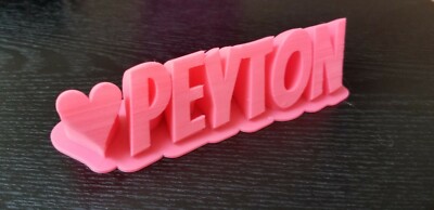 Custom Name 3D Text Sign with Heart - Name Plaque - Handmade - USA - Znet3D