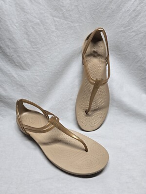Crocs Isabella Women's Size Tan Jelly T-Strap Iconic Comfort