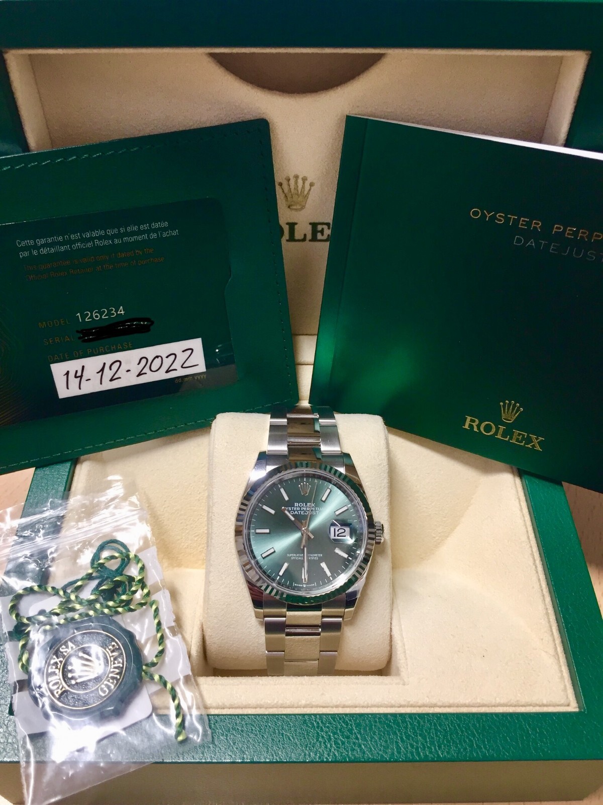 ROLEX DATEJUST 36 126234 2022 BOX & PAPERS MINT DIAL FLUTED BEZEL OYSTER image 7