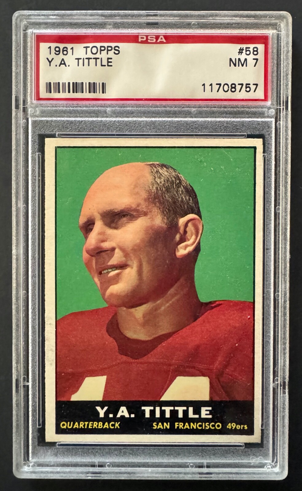 1961 Topps Football Y.A. Tittle #58 PSA NM 7 SF 49ers San Francisco Forty Niners