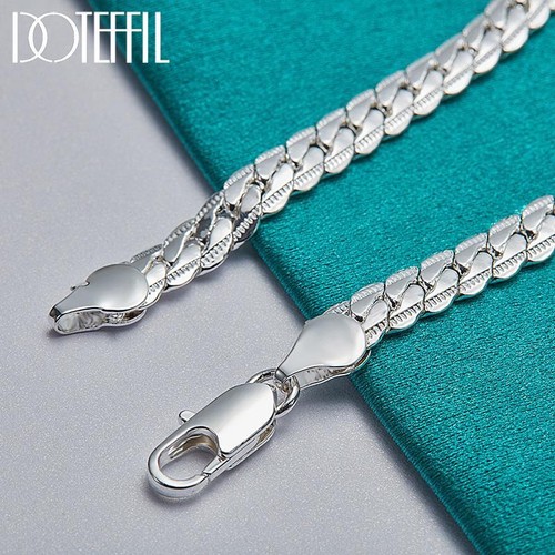 925silver Bracelet 6mm 18/19/20cm Flat Chain Lobster Clasp for Women&men Jewelry - Picture 21 of 24