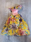 Vintage Barbie Dress Yellow Floral Pink Gold Evening Gown Pink Label Vintage 90s