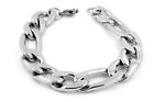 14 Kt White Gold Overlay Cuban Link Bracelet- 8.5 Inches Made in Usa