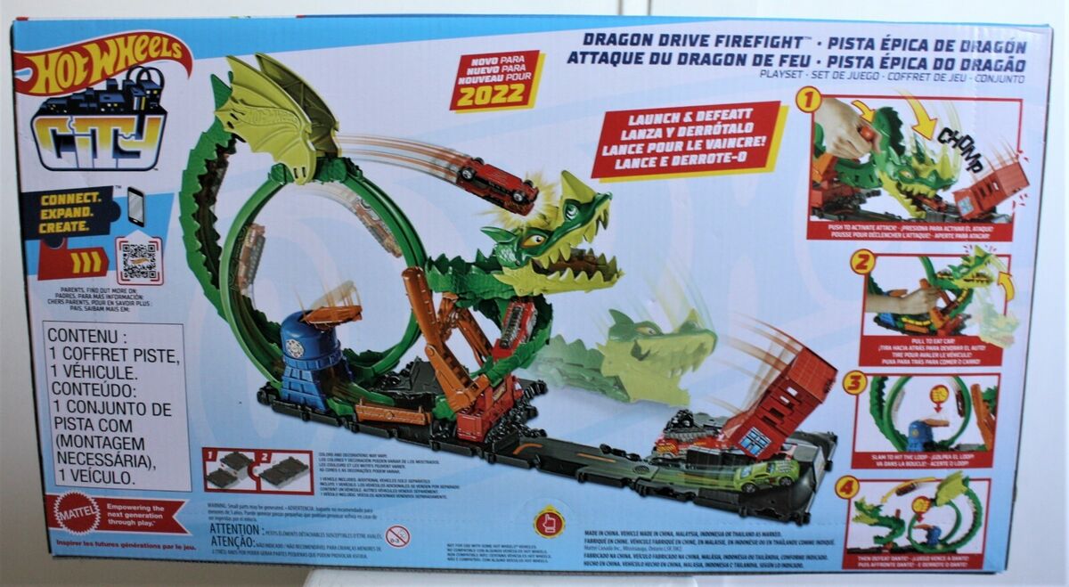 Mattel City Hot Wheels Dragon Drive Firefight Track Playset