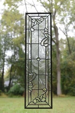 10" x 36" Handcrafted All Clear stained glass window panel Beveled glass panel