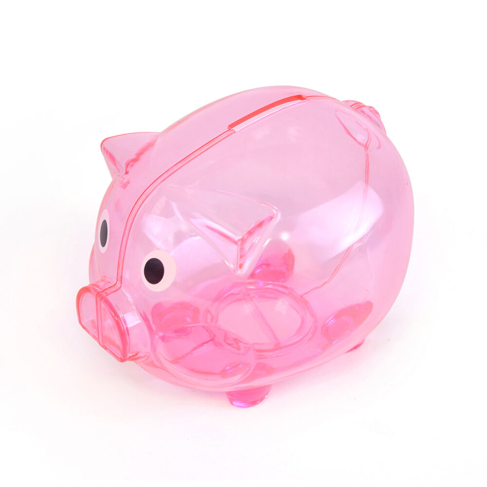 Cute Piggy Bank Money Box Saving Coins Cents Fun Gift Plastic Pig Kids Toys  HQ