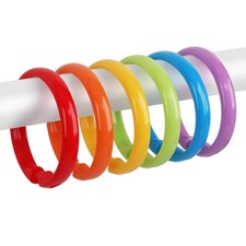 Colorful Shower Curtain Hooks - 12 Pcs Circular Plastic Shower Curtain Rings ...