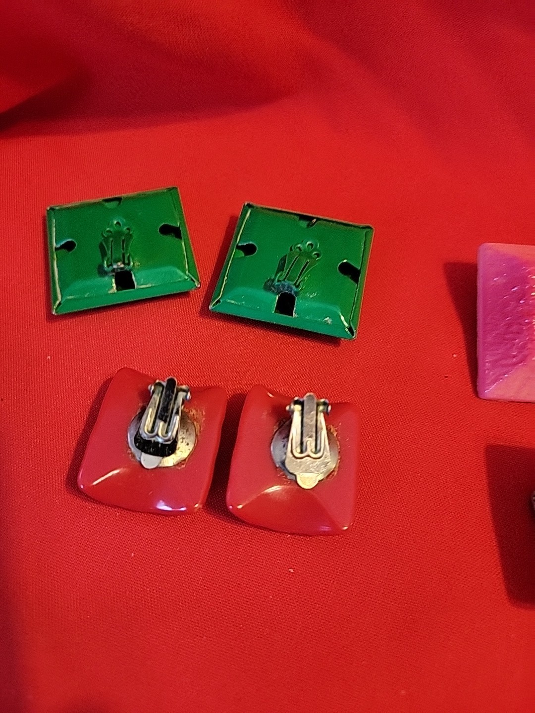 Vintage Rectangular Clip On Earrings - image 3