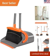Elegant Broom and Dustpan Set - Long Handle Combo for Indoor & Outdoor Cleaning