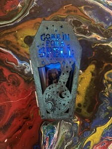 Hand Painted Mini Spell Coffin with Spell Jar and Candle Light Up Feature New
