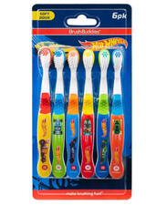 Brush Buddies Hot Wheels Kids Toothbrushes 6 Pack Soft Bristle Toddler Ages 2-4