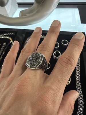 David Yurman Signet Ring - Baguette & Pave Black Diamonds and 18K White Gold