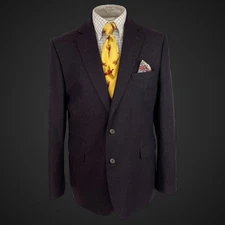 Marks And Spencer Men’s Tweed Jacket 42L Nova Fides Wool Burgundy Collezione