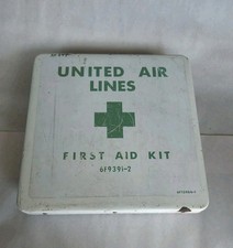 Vintage United Airlines First Aid Kit Metal Box Only Mint empty