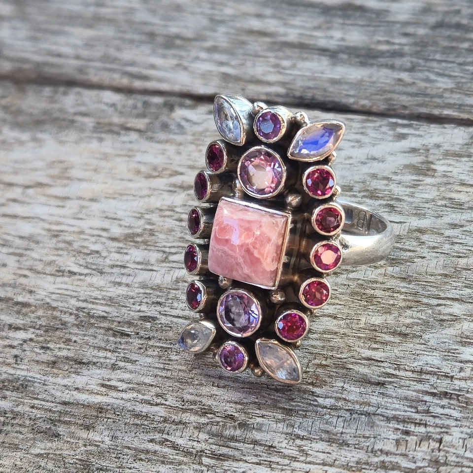 Anillo Nicky Butler Plata de Ley 925 Diseñador Talla 10 Amatista Piedra Lunar Granate Foto 4 de 4